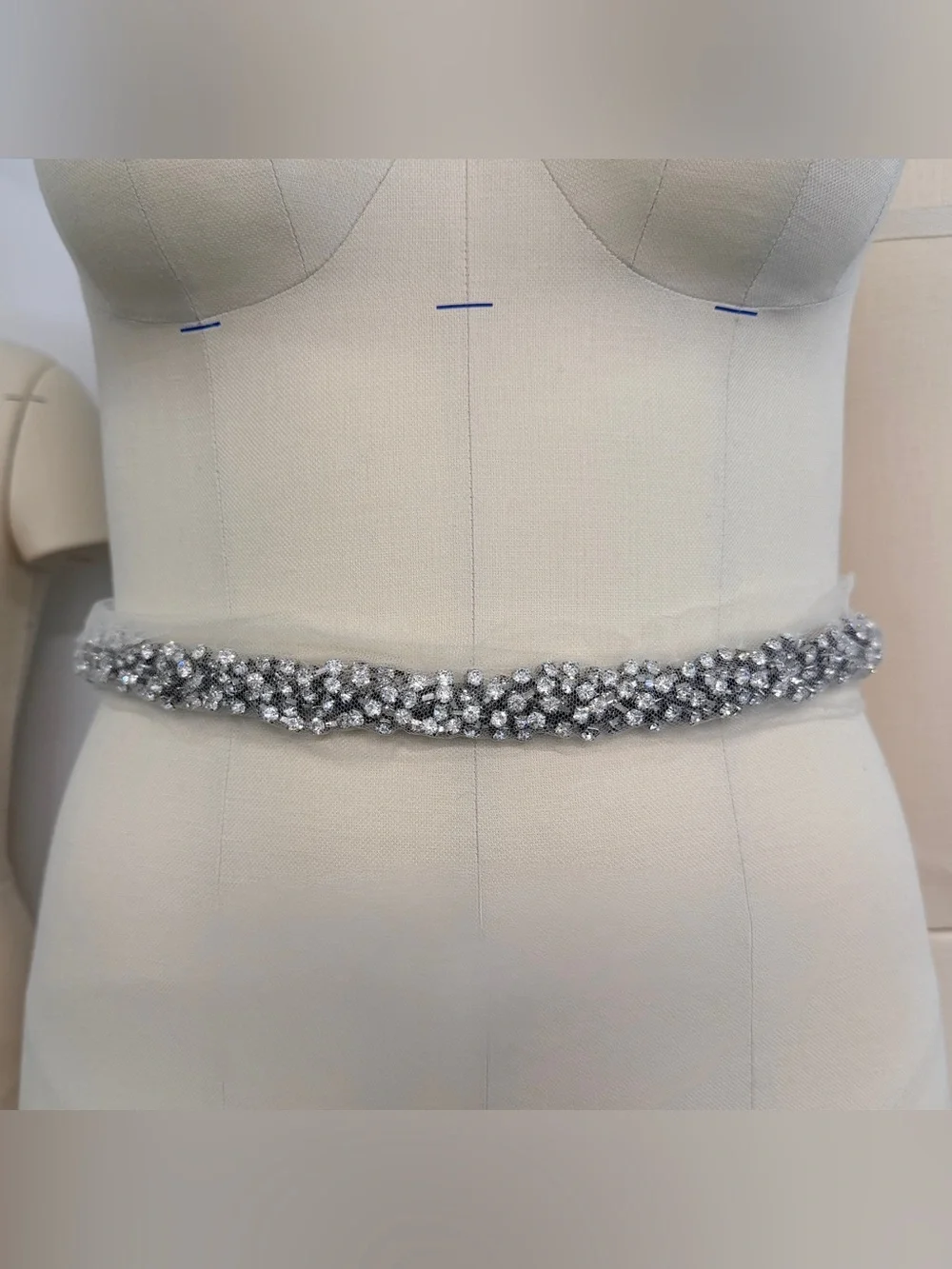 J.Crew Silver Crystal Beaded Waist Wedding Belt